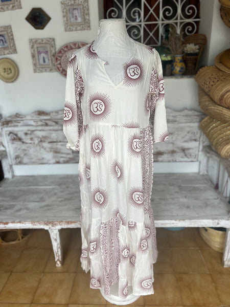 Om namah shivaya  maxi  dress in white