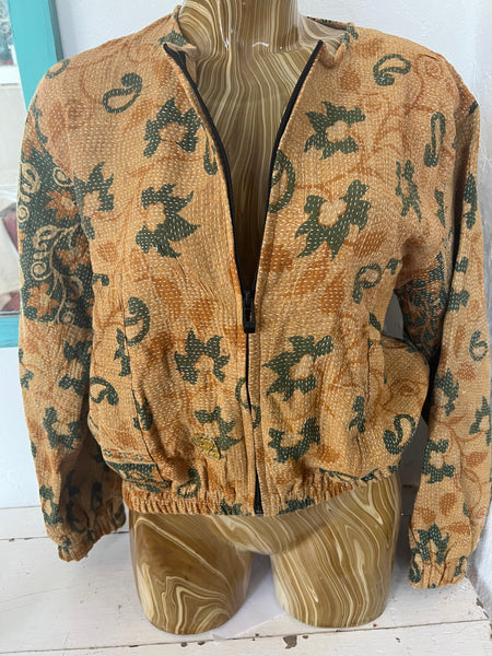 Boho bomber jacket in kantha textiles no 4