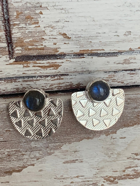 Formentera / Silver  Labradorite Gemstone designer earrings