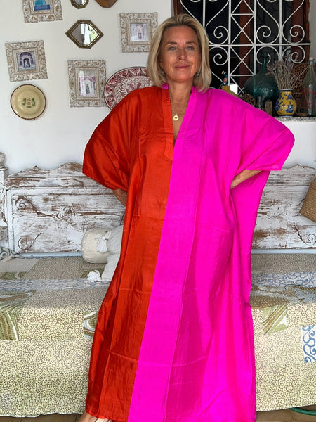 Exclusive luxury 100% organic Silk kaftan - free size