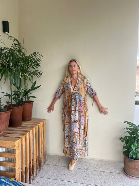 Silk Martha Kaftan – Upcycled Vintage Sari Collection no6