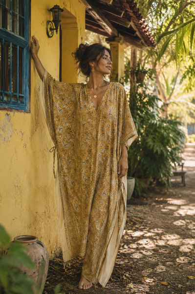 Flori Kaftan natural colour -  AUROBELLE  IBIZA