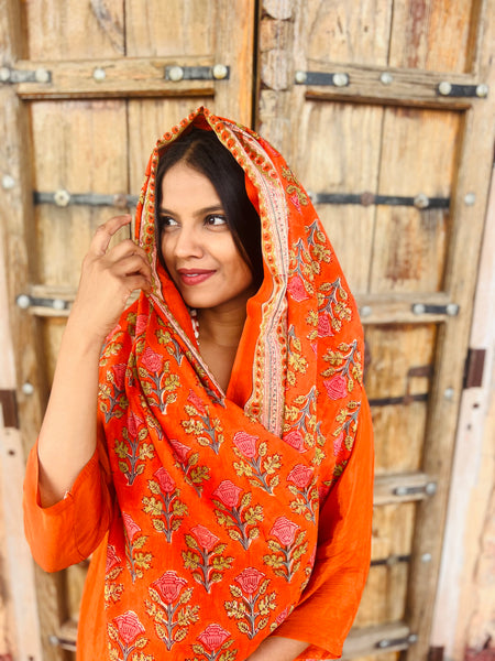 Sarong   , Pareo  , cotton shawl and beach collection, orange Roses 🌹 -  AUROBELLE  IBIZA