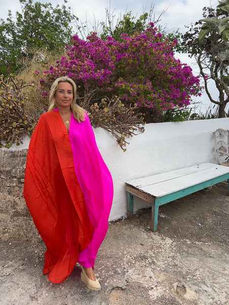 Exclusive luxury 100% organic Silk kaftan - free size
