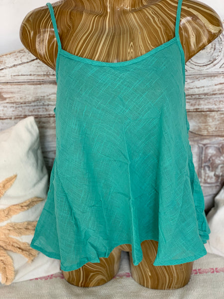 Linen  butterfly 🦋 top - boho blouse Formentera turquoise