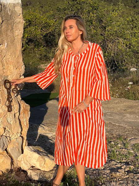 Softest light cotton kurta in trendy stripes -  AUROBELLE  IBIZA