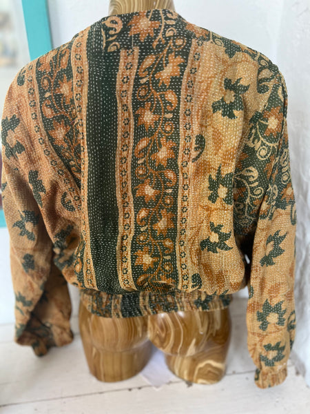 Boho bomber jacket in kantha textiles no 4