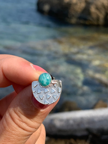 Formentera/ Silver  aqua marine Gemstone designer earrings