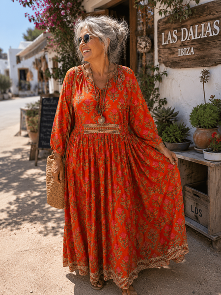 Gypsy dress orange pink special