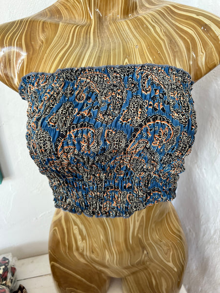 Sexy Tank top elastic in silky fabrics indigo blue -  AUROBELLE  IBIZA
