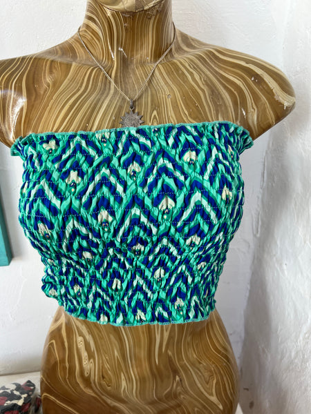 Sexy Tank top elastic in silky fabrics emerald zick zack -  AUROBELLE  IBIZA
