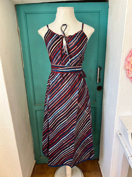 Nila dress  back blockprint stripes -  AUROBELLE  IBIZA