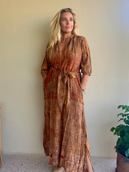 Lisa Silk dress no 4 ocker   Brown