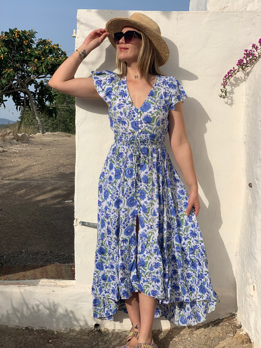 Nafisa boho dress blue beach