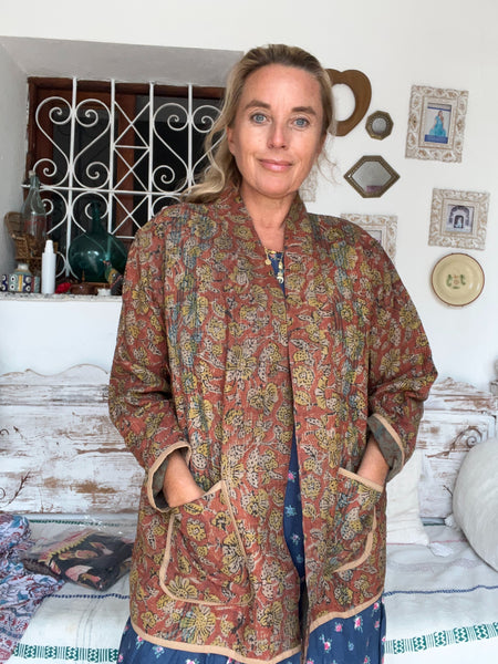 Bohemian Kantha vintage kimono jacket