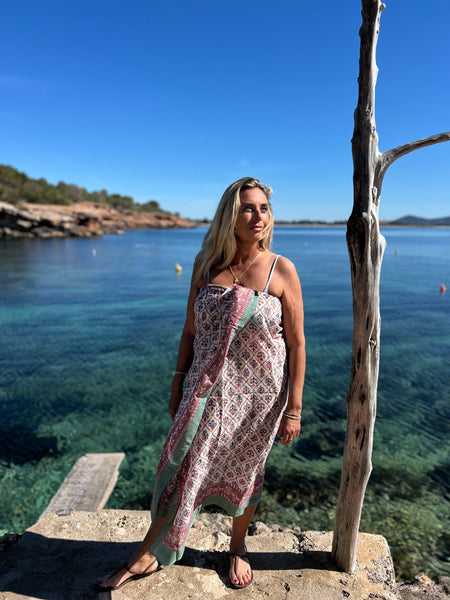 Sarong   , Pareo  , cotton shawl and beach Deluxe Block print collection,olive green classy    🪷 -  AUROBELLE  IBIZA