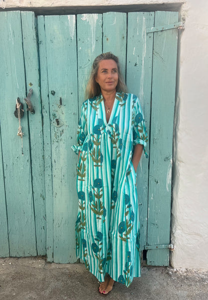 Martha turquoise boho beautiful long Kaftan
