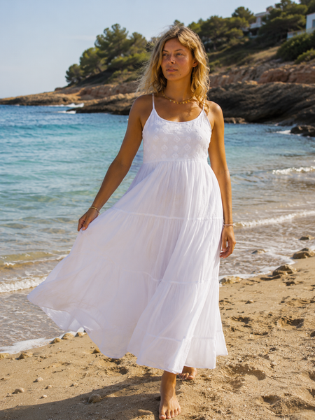 Santorin – White Muslin Embroidered Dress