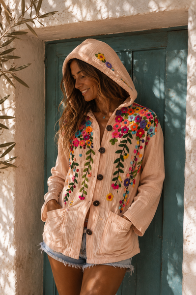 Chiang Mai boho hoodie jacket summer 26  light apricot Rosa