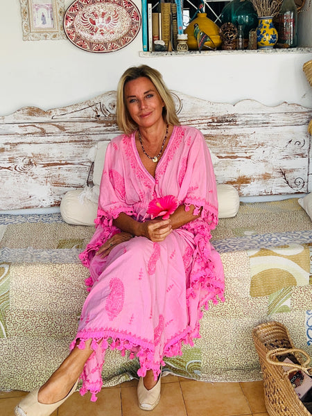 Ibiza Kaftan Pink with Hand Embroidery