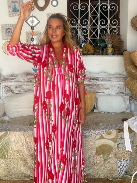 Martha pink boho beautiful long Kaftan