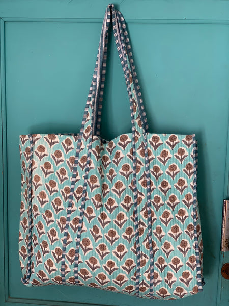 Boho tote quilted super bag block print