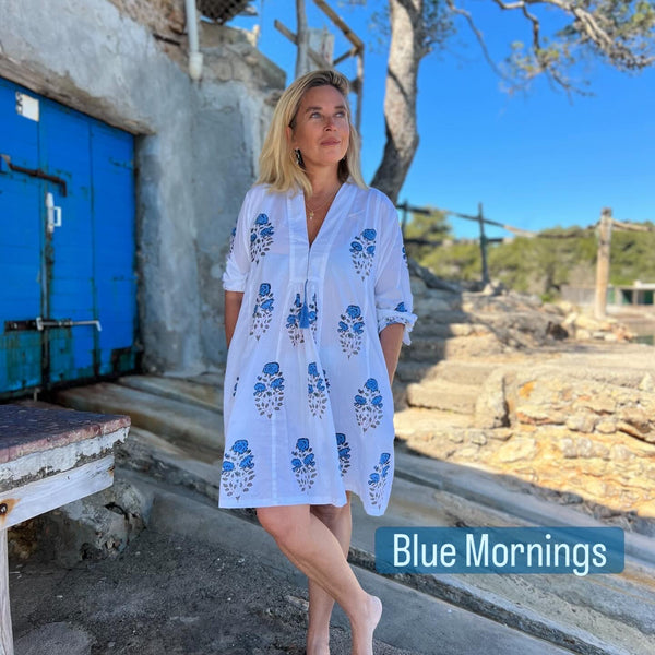 Mughal tunica.kaftan made  with Mughal blockprint -  AUROBELLE  IBIZA