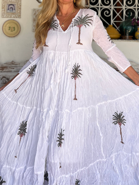 LOVE DRESS white Palm ,my Ibiza maxi boho dress