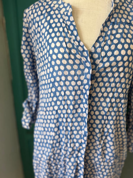 Blouse Dress – Blue Polka Dot -  AUROBELLE  IBIZA