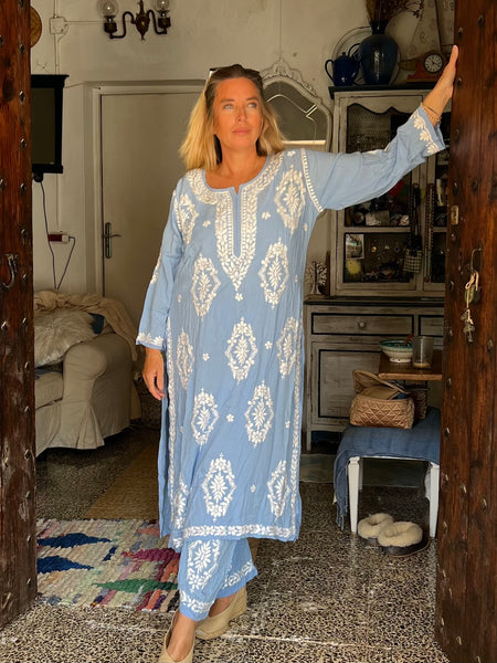 Modal pants suit set light blue -  AUROBELLE  IBIZA