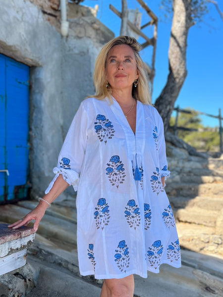 Mughal tunica.kaftan made  with Mughal blockprint -  AUROBELLE  IBIZA