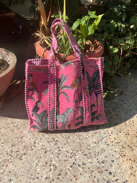 Velvet pink jungle big size Tote bag