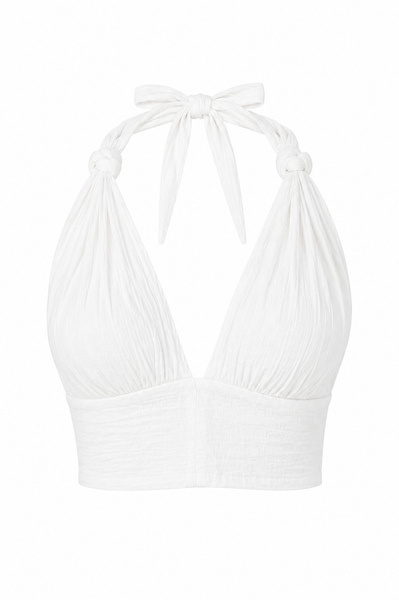 Sexy Cotton Halter Top – white ibiza   organic cotton -  AUROBELLE  IBIZA