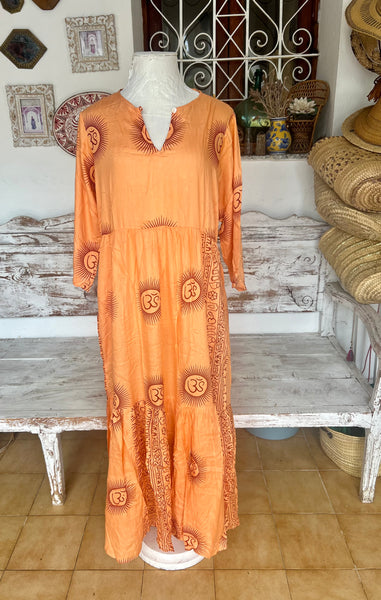 Om namah shivaya  maxi  dress in light orange
