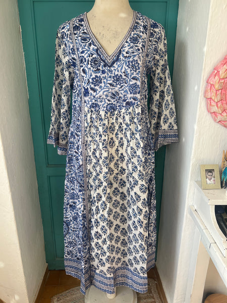 Julie  boho dress blue white