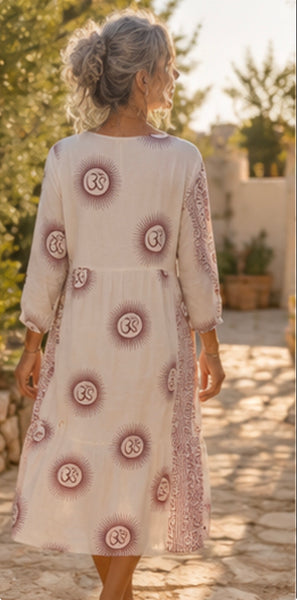 Om namah shivaya  maxi  dress in white
