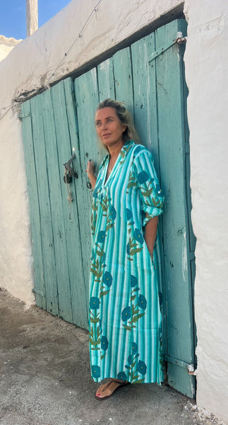 Martha turquoise boho beautiful long Kaftan
