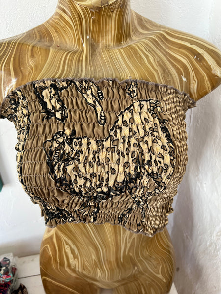 Sexy Tank top elastic in silky fabrics brown animal print -  AUROBELLE  IBIZA