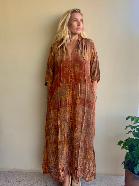 Lisa Silk dress no 4 ocker   Brown