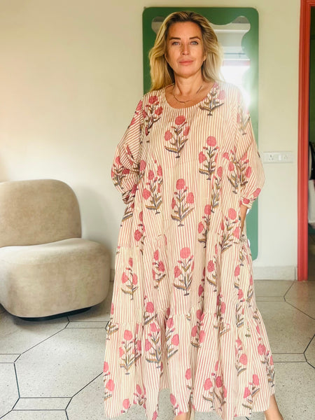 Namli dress boho block print -  AUROBELLE  IBIZA