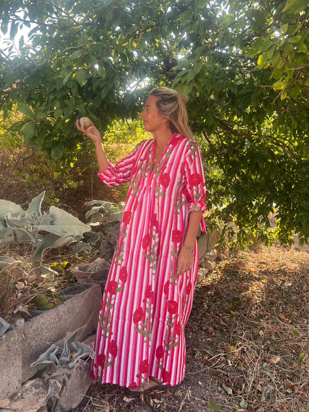 Martha pink boho beautiful long Kaftan