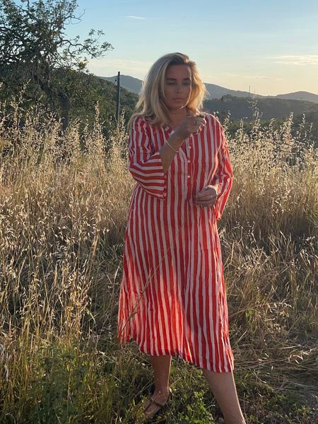 Softest light cotton kurta in trendy stripes -  AUROBELLE  IBIZA