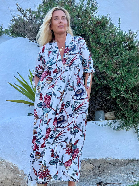 Martha white garden, boho beautiful long Kaftan