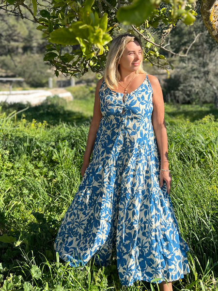 Sally dress  blue cotton ☀️ from Ibiza -  AUROBELLE  IBIZA