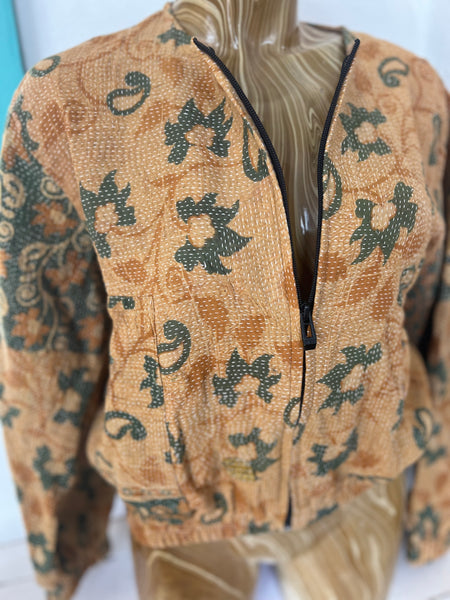 Boho bomber jacket in kantha textiles no 4