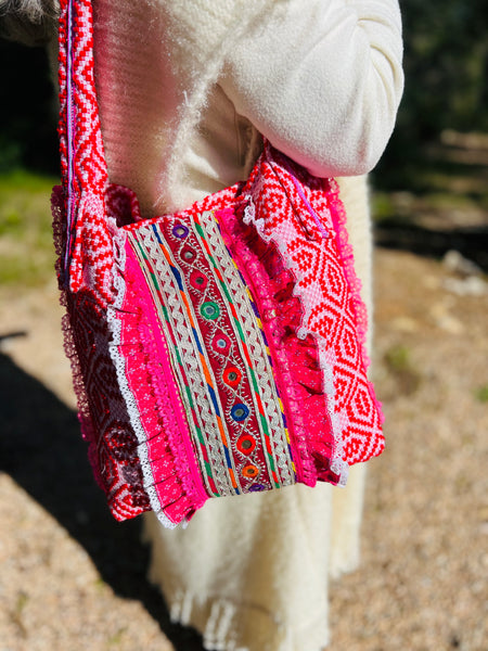 One-of-a-Kind Ibiza Patchwork Bag Boho big borders -  AUROBELLE  IBIZA