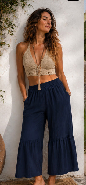 Organic cotton trouser indigo blue