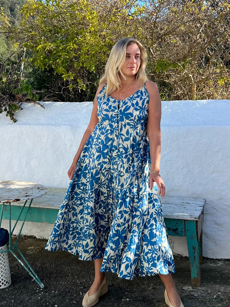 Sally dress  blue cotton ☀️ from Ibiza -  AUROBELLE  IBIZA