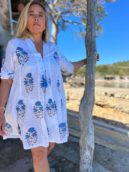 Mughal tunica.kaftan made  with Mughal blockprint -  AUROBELLE  IBIZA
