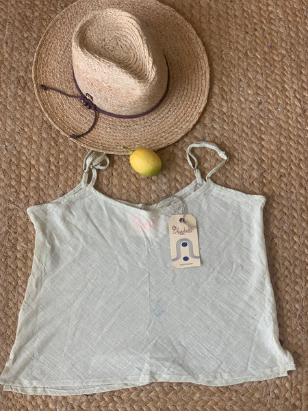 Sexy boho linen top pistachio